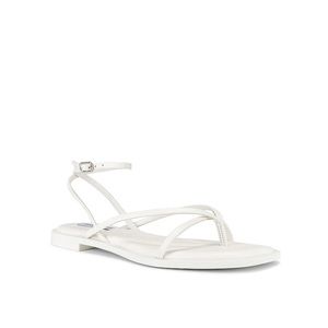 Steve Madden White Strappy Ankle Strap Flat Sandals